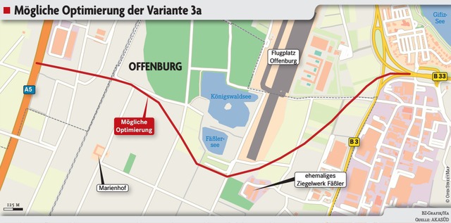 Der Offenburger AKA Sd hat eine optimierte V3a-Trasse vorgeschlagen. 