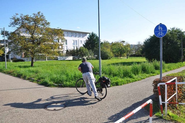 Auf der Wiese soll eine Flüchtlingsunterkunft errichtet werden. | Foto: Daniel Gramespacher Auf der Wiese soll eine Flüchtlingsunterkunft errichtet werden. | Foto: Daniel Gramespacher