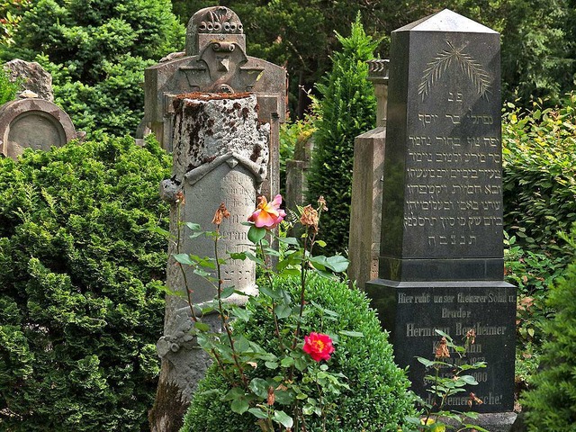 Am Europischen Tag der Jdischen Kult...r den Jdischen Friedhof in Offenburg.  | Foto: Karl Schlessmann