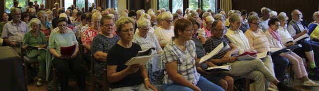 Die Sangesgemeinde im Gemeindehaus der...el routiniert die Begleitung liefern.   | Foto: Juliana Eiland-Jung