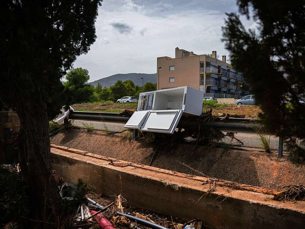 Der Campingplatz Alfacs in Alcanar ist nach dem Sturm verwstet.