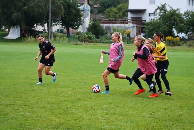 Die Kickerinnen vom SC Minseln haben viel Spa im Training.  | Foto: Monika Weber