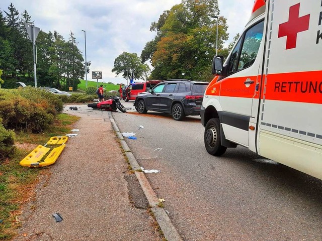 Heftig gekracht hat es am Dienstag bei...nfahrt zu einem Discounter in Bonndorf  | Foto: Olaf Thor