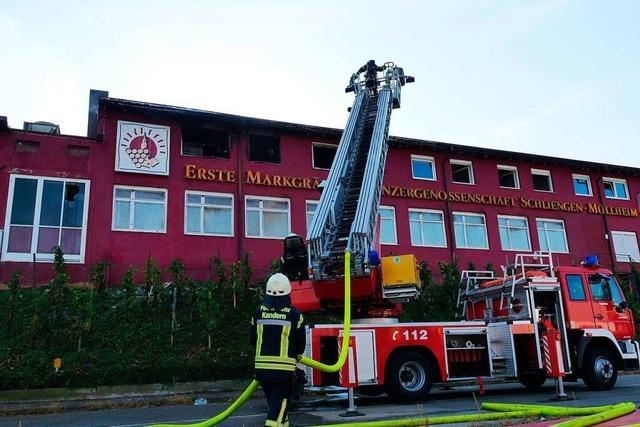 Schliengener Winzergenossenschaft will nach Großbrand bald wieder Betrieb aufnehmen