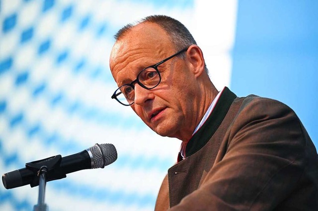 Friedrich Merz im Bierzelt  | Foto: Sven Hoppe (dpa)