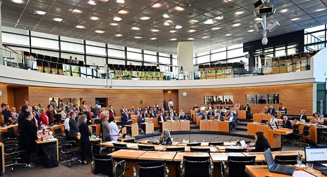 Abgeordnete stimmen ber die Grunderwe...m Plenarsaal des Thringer Landtag ab.  | Foto: Martin Schutt (dpa)