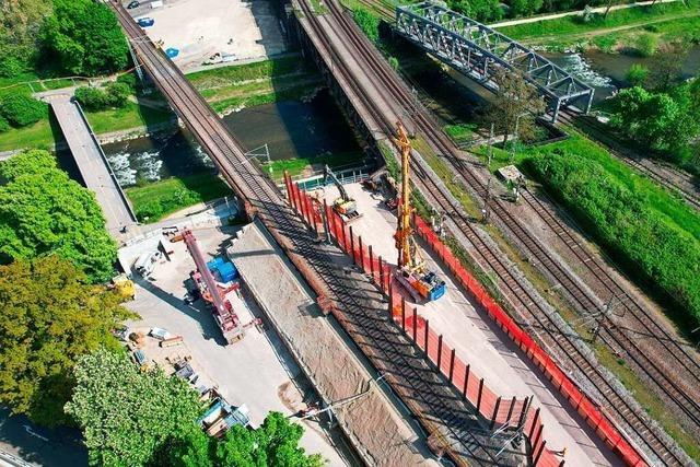 In Basel entstehen zwei neue Eisenbahnbrücken für die Rheintalbahn