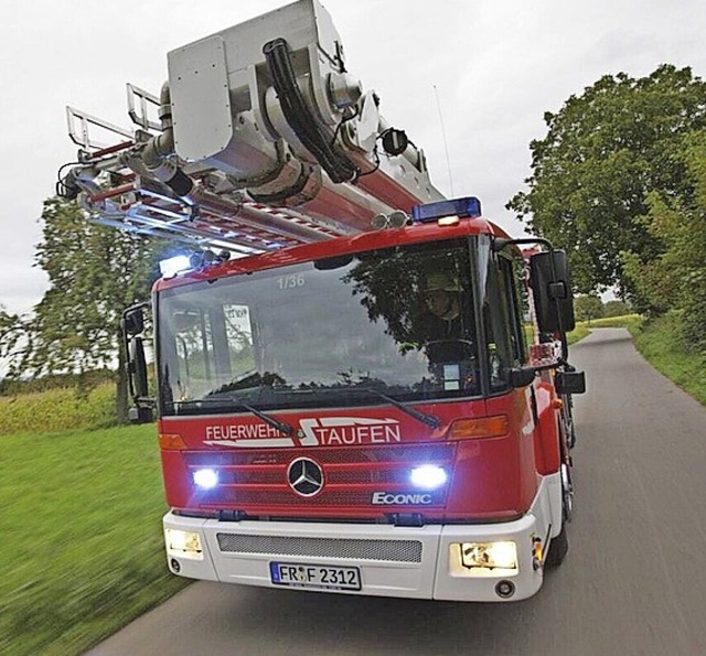 Teleskopmast der Staufener Wehr  | Foto: Freiwillige Feuerwehr Staufen