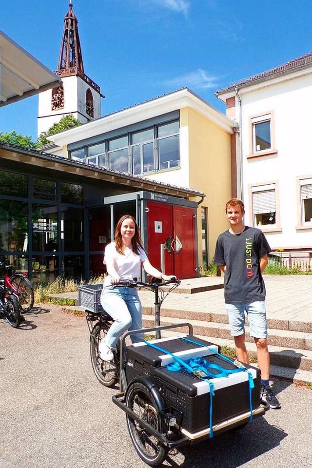 Mit einem Lastenrad transportieren die...essen von einem Schulhaus zum anderen.  | Foto: AWO Hort Denzlingen