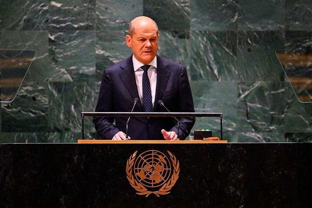 Scholz hlt vor den Vereinten Nationen eine Durchhalte-Rede