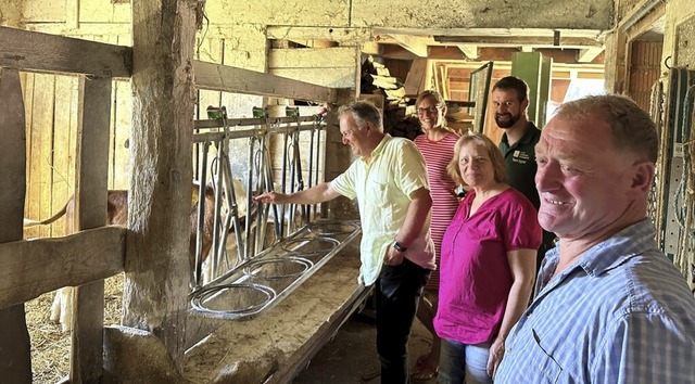 Grnen-Abgeordneter Josha Frey (l.) zu Gast bei Landwirt Kurt Vollmer (r.).  | Foto: Wahlkreisbro Frey