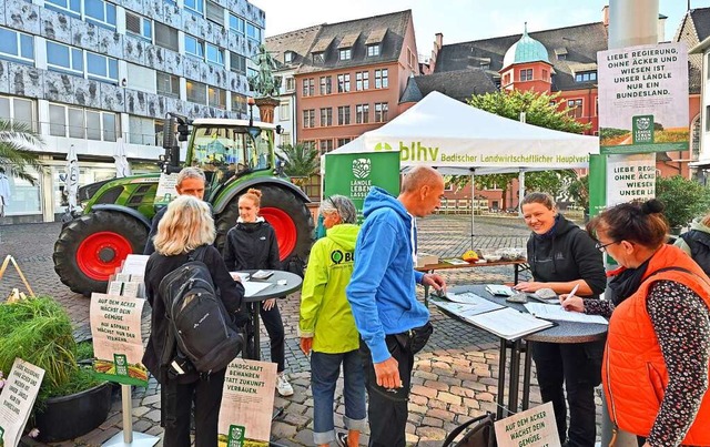 Infostand in der Innenstadt in Freibur...emberg zu viel Flche verbraucht wird.  | Foto: Michael Bamberger