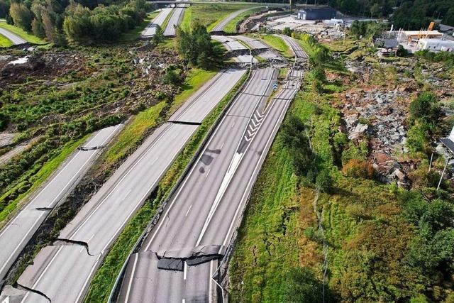 In Schweden hat ein Erdrutsch eine wichtige Schnellstraße zerstört