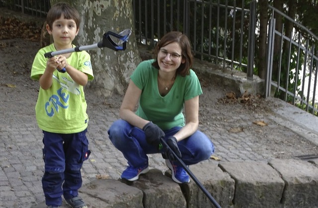 Melissa Ries und Sohn Remi hatten sich...ohannisplatz in Waldshut vorgeknpft.   | Foto: Susanne Schleinzer-Bilal