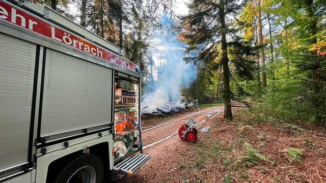 In einem Waldgebiet hufen sich Brnde...stand beim jngsten Brand am Dienstag.  | Foto: Feuerwehr Lrrach