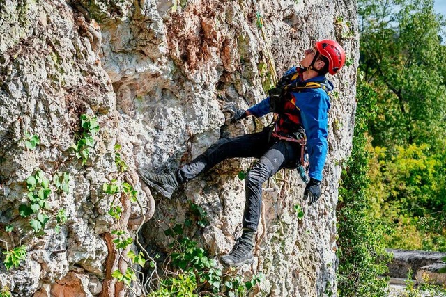 Die Mitglieder der Bergwacht Istein befreien den Isteiner Klotz von Efeu.  | Foto: Ansgar Taschinski