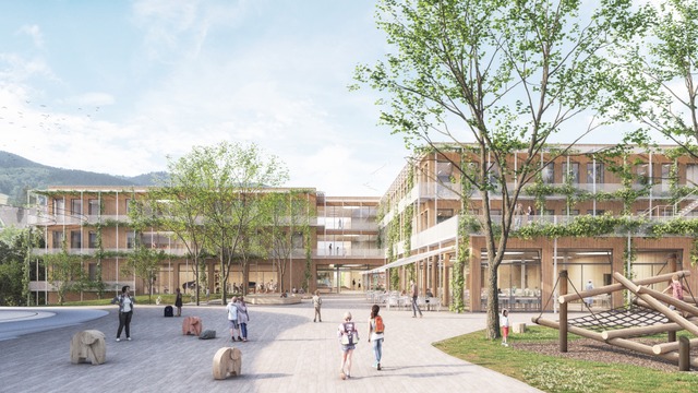 So in etwa knnte die neuen Grundschul...ltern auf Ganztagesbetreuung erfllen.  | Foto: K9 Architekten GmbH, Freiburg mit frei...PartGmbB; (Visualisierung:Bro LINK3D)