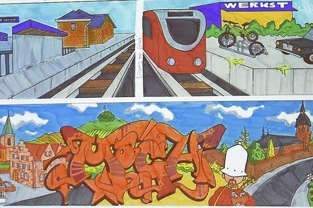 Entwurf für Graffiti am Friesenheimer Bahnhof steht