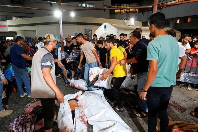 Entsetzen ber Raketeneinschlag in Krankenhaus in Gaza