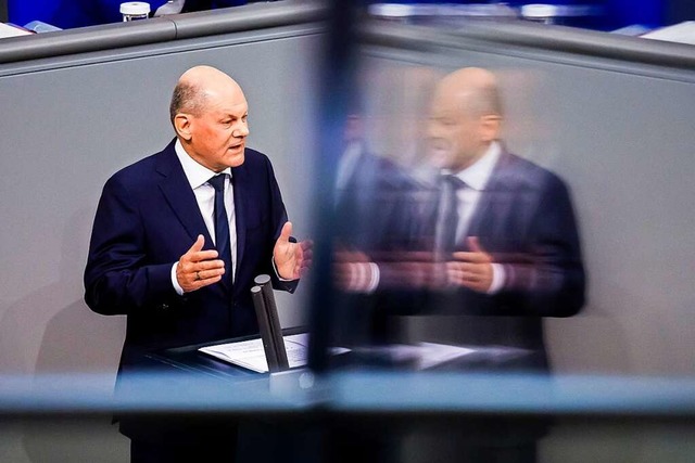 Bundeskanzler Olaf Scholz: &#8222;Anti...r tun, uns gegen ihn zu stellen&#8220;  | Foto: Christoph Soeder (dpa)