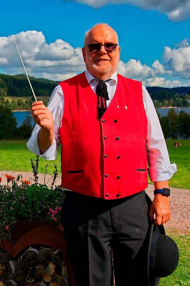 Norbert Isele bei seinem letzten Auftr...rigent der Trachtenkapelle Schluchsee.  | Foto: Cedric Mayer