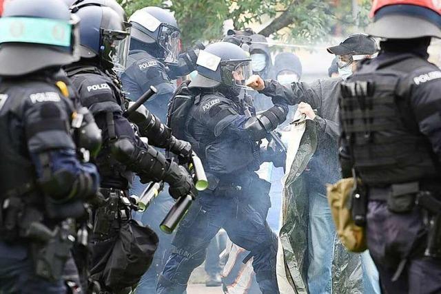 Fotos: Groes Polizeiaufgebot bei Demonstrationen in Basel und Weil