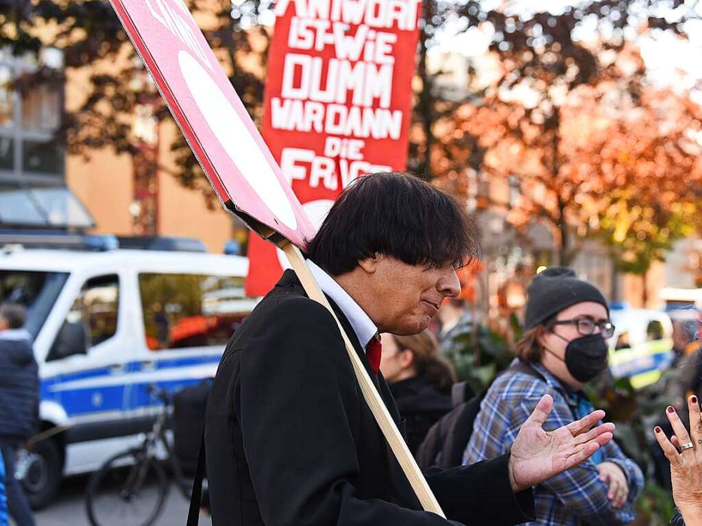 Joerg-Uwe Sanio, Politiker der Linken, beim Gegenprotest