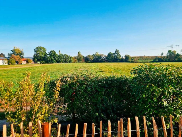 Der Blick aus Sven Mllers Garten: Hin...ein Stck der Lrmschutzwand zu sehen.  | Foto: Sven Mller