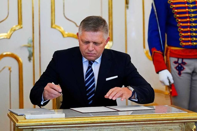 Der neue slowakische Prsident Robert Fico  | Foto: Petr David Josek (dpa)