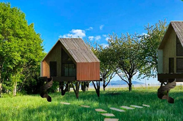 Kleine Holzhuschen auf Stelzen sollen Feriengste beherrbergen.  | Foto: Vinea Lodges