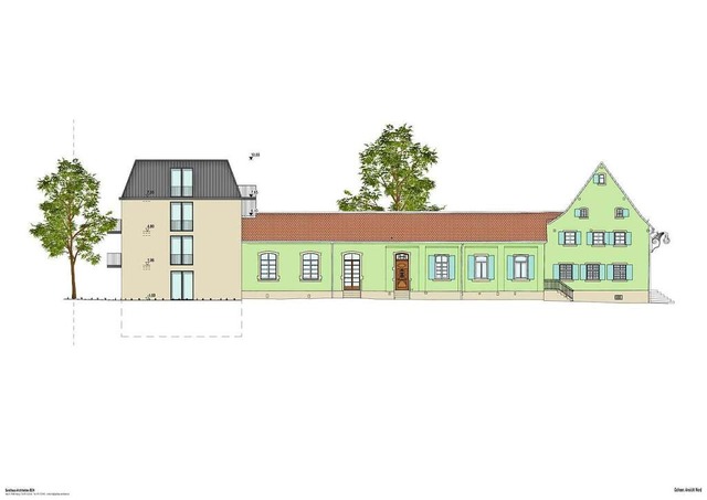 Das Gesamtprojekt in der Seitenansicht...eue Wohnungen in Zhringen entstehen.   | Foto: Sandhaus Architekten