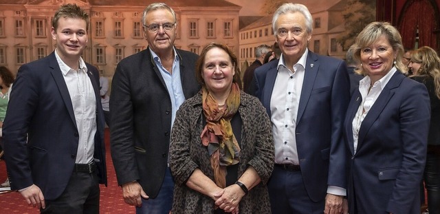 Frederik Mack (von links), Roland Mack...en Mack und Mauritia Mack beim Festakt  | Foto: Europa-Park