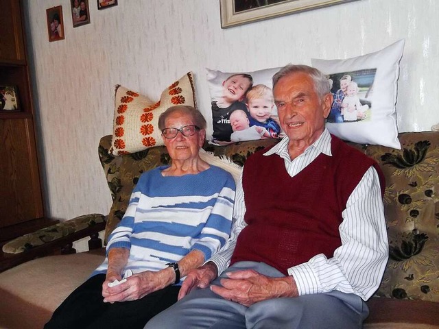 Frida und Oskar Rohr feiern Eiserne Hochzeit.  | Foto: Gertrud Rittner