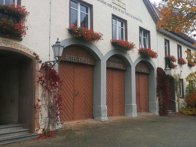 Die Holztore am Unadinger Rathaus sollen durch Rolltore ersetzt werden.  | Foto: Christa Maier