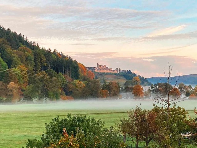 Diesen Blick auf die Hochburg hat BZ-L...erer des Schwarzwaldvereins unterwegs.  | Foto: Stefan Trick