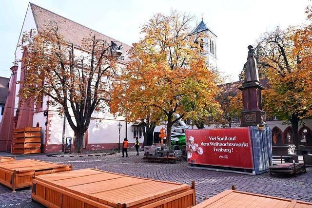 Nach Abbau des Klimacamps beginnt der Aufbau des Freiburger Weihnachtsmarkts