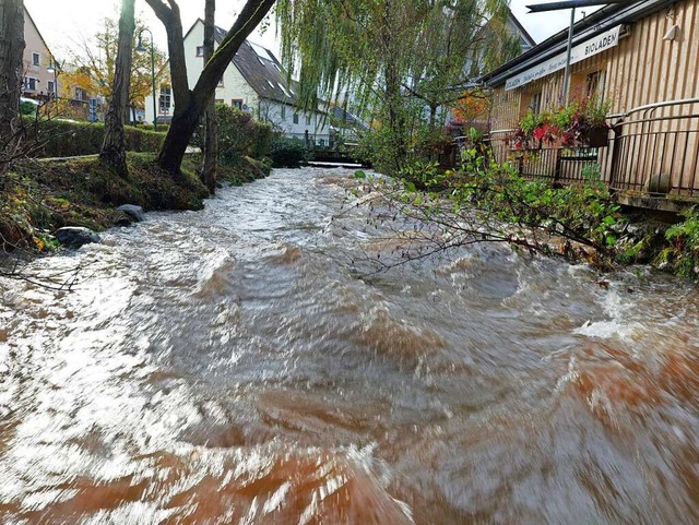 Der Osterbach fhrte in der Nacht auf ...ischen Kienzlerschmiede ber die Ufer.  | Foto: Anton Schuler