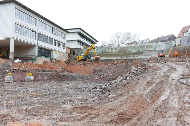 Tief in den Hang haben sich die Bauarb...ro haben die Arbeiten bisher gekostet.  | Foto: Sebastian Barthmes