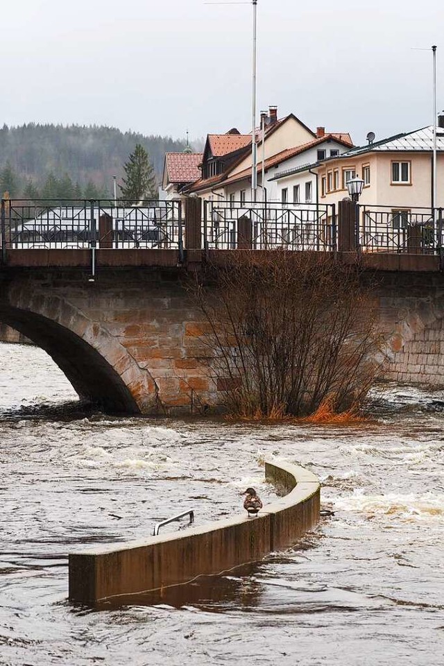 Die Alb bei der Grnen Brcke in St. B..., wild ist das Wasser aber noch immer.  | Foto: Susanne Gilg (Stadt St. Blasien)