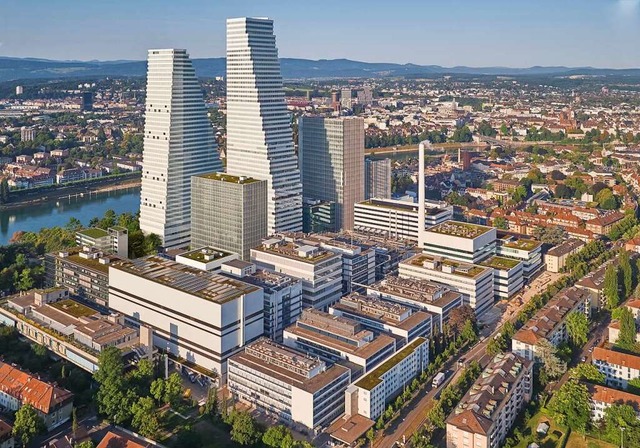 Roche plant die Weiterentwicklung sein...ebude links neben dem hohen Broturm.  | Foto: Roche