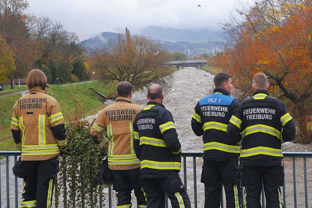 Einsatzkrfte bei der Suche nach dem Kajak-Fahrer in Lehen.  | Foto: Reinhold John