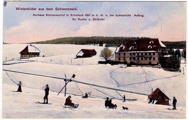&#8222;Man setzt sich auf den Rodelsch... Skilift der Welt. Zeichnung von 1908   | Foto: Schneckenhof-Archiv