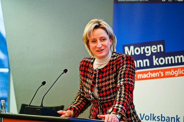 Nicole Hoffmeister-Kraut sprach im Wertehaus der Volksbank Lahr.  | Foto: Endrik Baublies