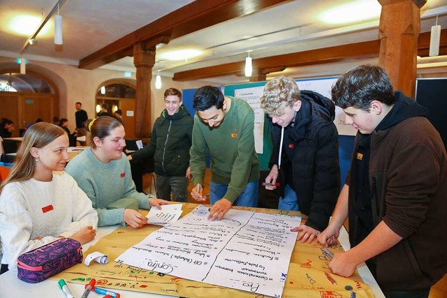 In Kleingruppen haben die Jugendlichen...und Anregungen zu Ettenheim gesammelt.  | Foto: Sandra Decoux