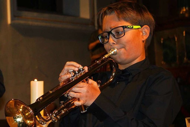 Der elfjhrige Felix Spitznagel bewies an der Trompete sein Knnen.  | Foto: Adelbert Mutz