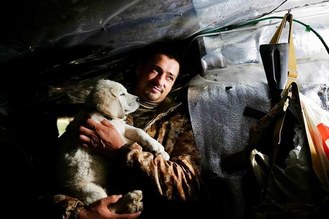 Stas hlt den Labradorwelpen Buddy im ...211; er hat schon ein Leben gerettet.   | Foto: Tilll Mayer