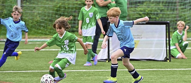 E-Jugend-Nachwuchskicker aus Freiburg ...euen DFB-Regeln fr den Jugendfuball.  | Foto: Michael Bamberger