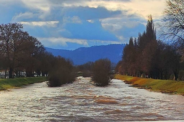 Bis ans Ufer steigt das Wasser der Elz...Foto von BZ-Leser Markus Endres zeigt.  | Foto: Markus Endres