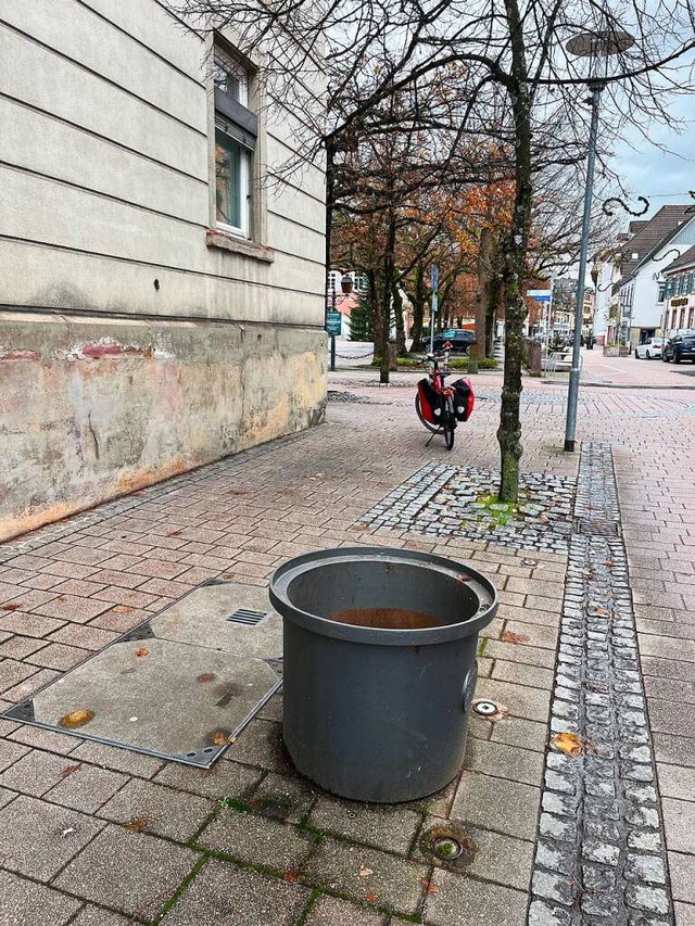 Die leeren Pflanzkbel am Tag nach dem Diebstahl.  | Foto: Monika Weber