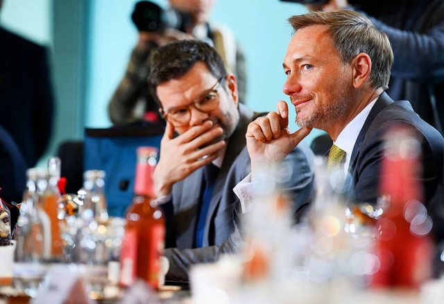 Die Fhrung der FDP will an der Koalit...bei einer Sitzung des Bundeskabinetts.  | Foto: Bernd von Jutrczenka (dpa)